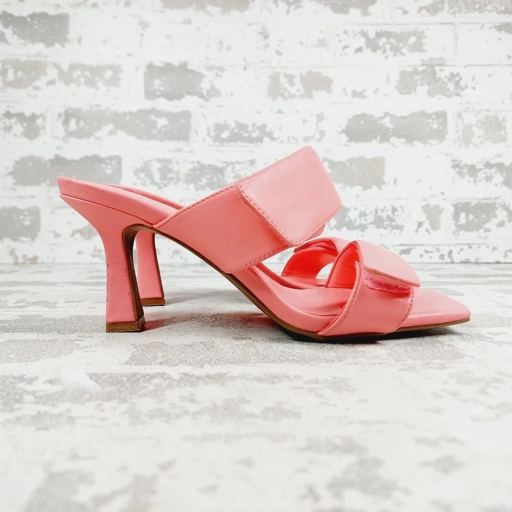 NEW Open Edit Edquincy Pink Slip On Summer Heeled Sandals W1119